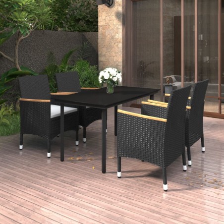 Ensemble à manger de jardin coussins 5 pcs Résine tressée Verre 568094568094