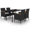 Ensemble à manger de jardin coussins 5 pcs Résine tressée Verre 568094568094