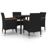 Ensemble à manger de jardin coussins 5 pcs Résine tressée Verre 568095568095