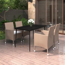 Ensemble à manger de jardin coussins 5 pcs Résine tressée Verre 568096568096