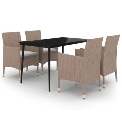 Ensemble à manger de jardin coussins 5 pcs Résine tressée Verre 568096568096