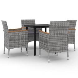Ensemble à manger de jardin coussins 5 pcs Résine tressée Verre 568097568097