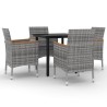 Ensemble à manger de jardin coussins 5 pcs Résine tressée Verre 568097568097