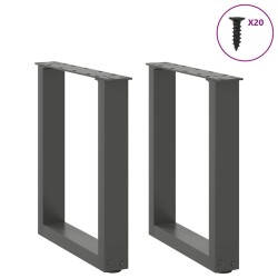 Pieds de table basse en U 2 pièces Anthracite 38 x (42-43) cm Acier 568104568104