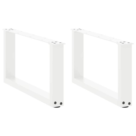 Pieds de table basse en U 2 pièces Blanc 70 x (30-31) cm Acier 568119568119