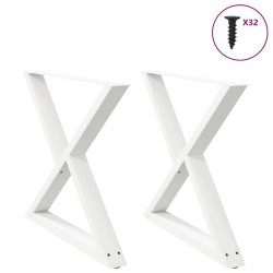 Pieds de table à manger 2 pièces Blanc 90 x (72-73,3) cm Acier 568123568123