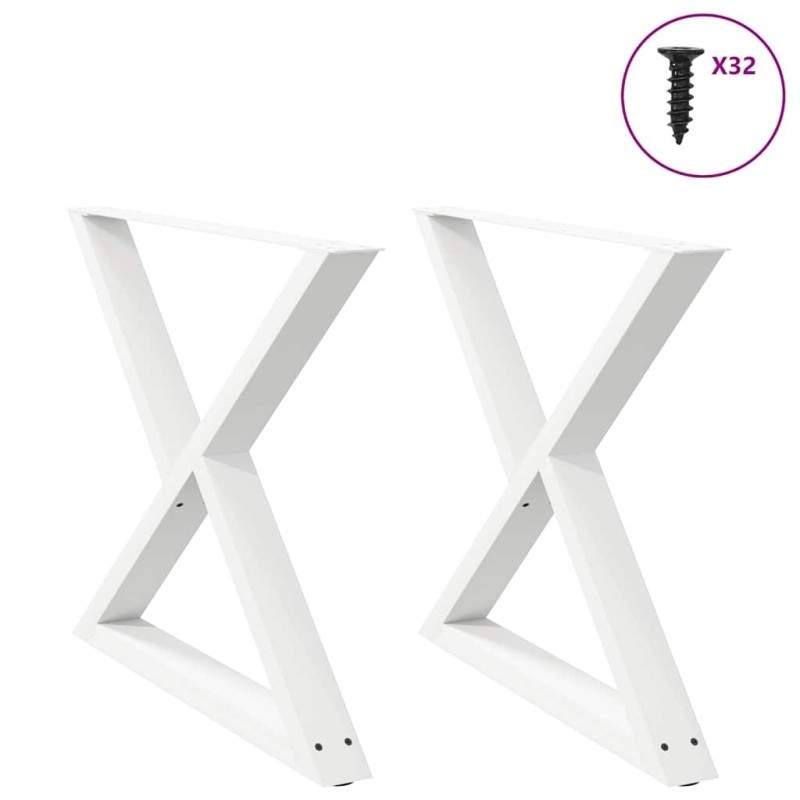 Pieds de table à manger 2 pièces Blanc 90 x (72-73,3) cm Acier 568123568123