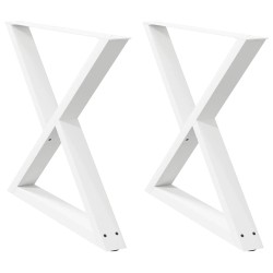 Pieds de table à manger 2 pièces Blanc 90 x (72-73,3) cm Acier 568123568123