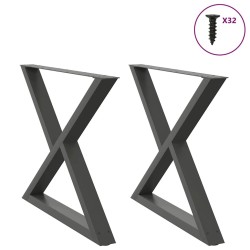 Pieds de table à manger 2 pièces Anthracite 90 x (72-73,3) cm Acier 568124568124