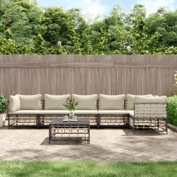 Salon de jardin 7 pcs avec coussins anthracite résine tressée 568128568128