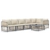 Salon de jardin 7 pcs avec coussins anthracite résine tressée 568128568128