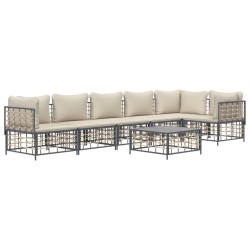 Salon de jardin 7 pcs avec coussins anthracite résine tressée 568128568128