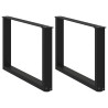 Pieds de table basse en U, 2 pièces, noir, 60 x (42-43) cm, acier 568130568130