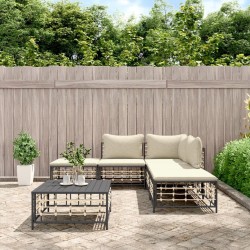 Salon de jardin 6 pcs avec coussins anthracite résine tressée 568135568135