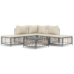 Salon de jardin 6 pcs avec coussins anthracite résine tressée 568135568135