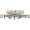 Salon de jardin 6 pcs avec coussins anthracite résine tressée 568135568135