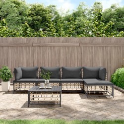 Salon de jardin 6 pcs avec coussins anthracite résine tressée 568136568136
