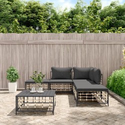 Salon de jardin 6 pcs avec coussins anthracite résine tressée 568139568139