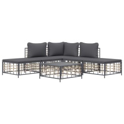Salon de jardin 6 pcs avec coussins anthracite résine tressée 568139568139