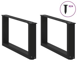 Pieds de table basse en U, 2 pièces, noir, 60 x (30-31) cm, acier 568141568141