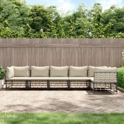 Salon de jardin 6 pcs avec coussins anthracite résine tressée 568142568142