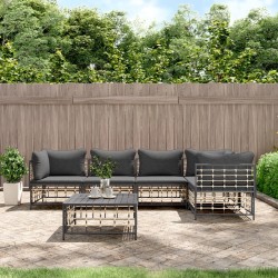 Salon de jardin 6 pcs avec coussins anthracite résine tressée 568147568147