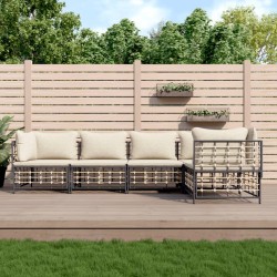 Salon de jardin 5 pcs avec coussins anthracite résine tressée 568148568148