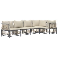Salon de jardin 5 pcs avec coussins anthracite résine tressée 568148568148