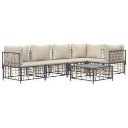 Salon de jardin 6 pcs avec coussins anthracite résine tressée 568149568149