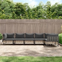 Salon de jardin 6 pcs avec coussins anthracite résine tressée 568150568150