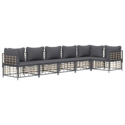 Salon de jardin 6 pcs avec coussins anthracite résine tressée 568150568150