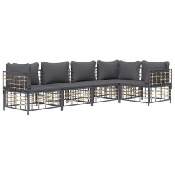 Salon de jardin 5 pcs avec coussins anthracite résine tressée 568151568151