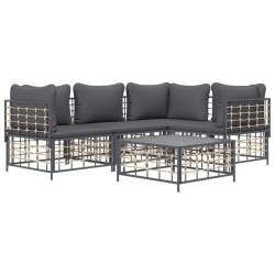 Salon de jardin 5 pcs avec coussins anthracite résine tressée 568152568152