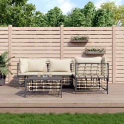 Salon de jardin 5 pcs avec coussins anthracite résine tressée 568153568153