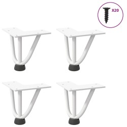 Pieds en épingle à cheveux pour table basse 4 pièces Blanc 10 cm Acier massif 568185568185