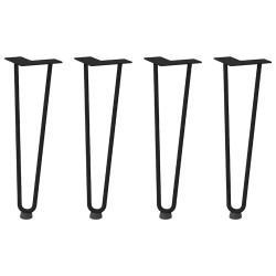Pieds en épingle à cheveux pour table basse 4 pièces Noir 42 cm Acier massif 568187568187