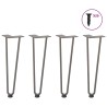 Pieds en épingle à cheveux pour table basse 4 pièces Acier naturel 42 cm Acier massif 568189568189