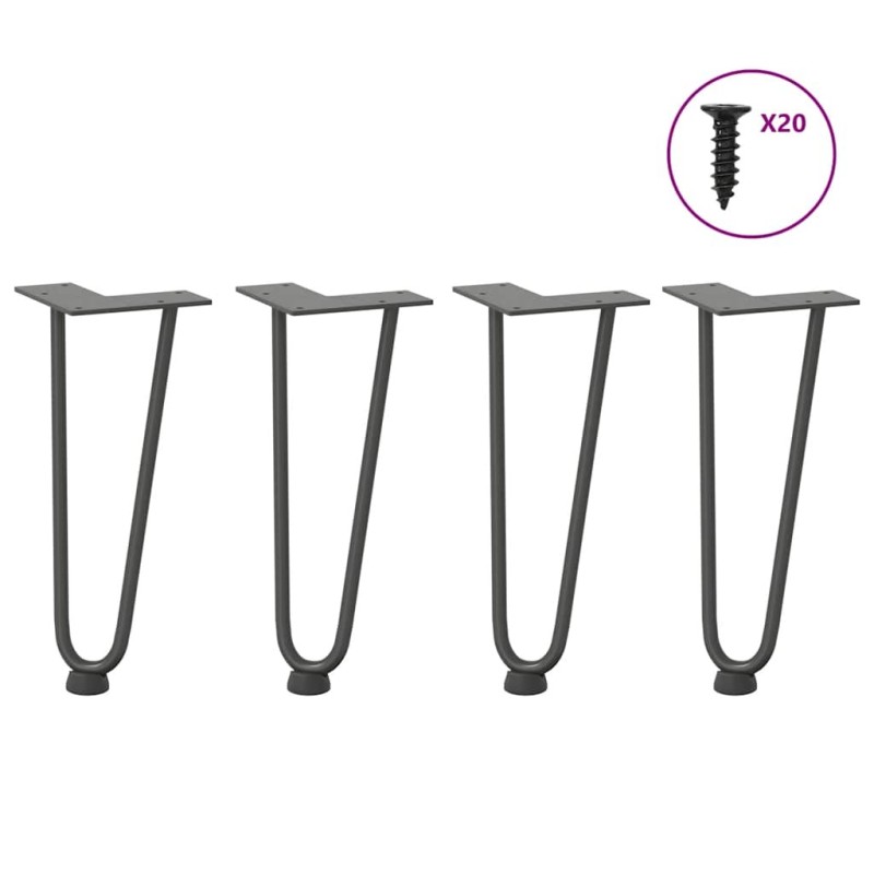 Pieds en épingle à cheveux pour table basse 4 pièces Anthracite 30 cm Acier massif 568197568197