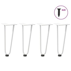 Pieds en épingle à cheveux pour table basse 4 pièces Blanc 30 cm Acier massif 568198568198