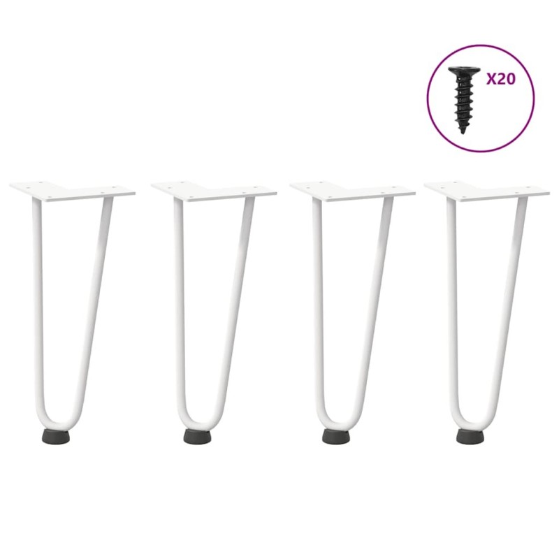 Pieds en épingle à cheveux pour table basse 4 pièces Blanc 30 cm Acier massif 568198568198