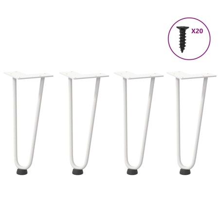 Pieds en épingle à cheveux pour table basse 4 pièces Blanc 30 cm Acier massif 568198568198