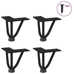 Pieds en épingle à cheveux pour table basse 4 pièces Noir 10 cm Acier massif 568199568199