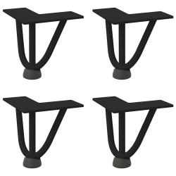 Pieds en épingle à cheveux pour table basse 4 pièces Noir 10 cm Acier massif 568199568199