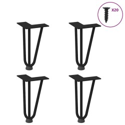 Pieds en épingle à cheveux pour table basse 4 pièces Noir 20 cm Acier massif 568202568202
