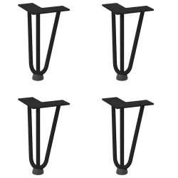 Pieds en épingle à cheveux pour table basse 4 pièces Noir 20 cm Acier massif 568202568202
