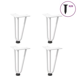 Pieds en épingle à cheveux pour table basse 4 pièces Blanc 20 cm Acier massif 568203568203