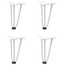 Pieds en épingle à cheveux pour table basse 4 pièces Blanc 20 cm Acier massif 568203568203