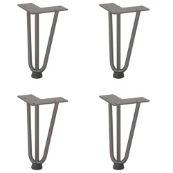 Pieds en épingle à cheveux pour table basse 4 pièces Acier naturel 20 cm Acier massif 568206568206