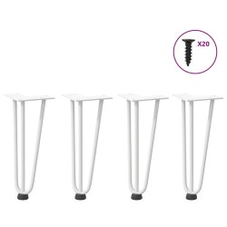 Pieds en épingle à cheveux pour table basse 4 pièces Blanc 30 cm Acier massif 568207568207
