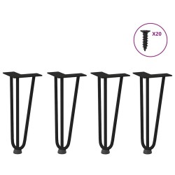 Pieds en épingle à cheveux pour table basse 4 pièces Noir 30 cm Acier massif 568209568209